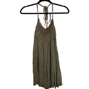 Ann Christine Olive Green Halter Dress/Long Tank